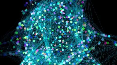 Neuron in wireframe drawing with data Illustrazione stock