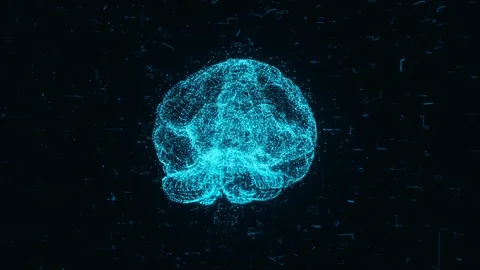 Neuronal Activity. 3D Render Animation. Digital Conceptual Model of Human Brain Stock Footage 124093042