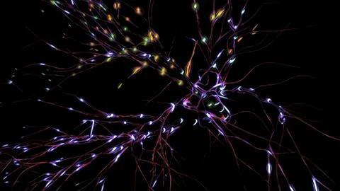 Neuronal and synapse activity animation. Design. Neurons in the head Stock Illustration