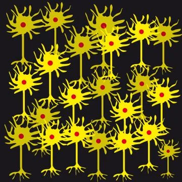 Neurones on black background Stock Illustration