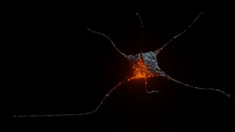 Neurons abstract dark background with red flares Stock Illustration