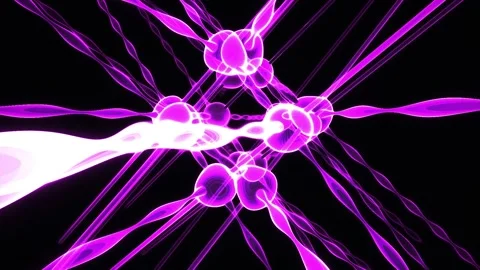 Neurons Abstract Glowing Pink Network Energy Pulse 3d Animation Stock Footage 343742964