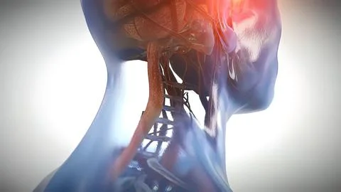 Neurons in action. electrical impulses between neuronal connections Stock-Illustration