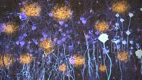 Neurons in action. electrical impulses between neuronal connections Stock Illustration
