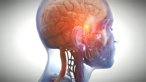 Neurons in action. electrical impulses between neuronal connections Illustrazione stock