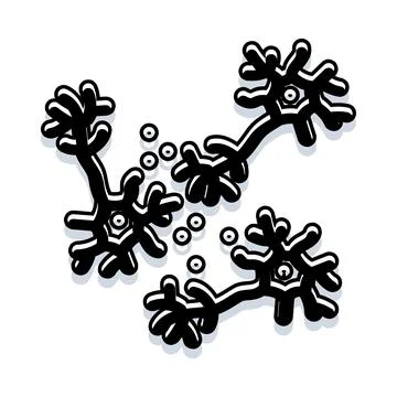 Neurons and synapses communicating in human brain illustration Illustrazione stock