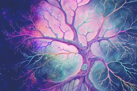 Neurons, brain cells, neural network, 3D illustration Stock Illustration
