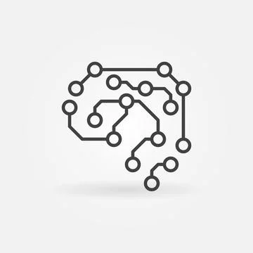 Neurons in Brain vector outline concept minimal icon Stock Illustration