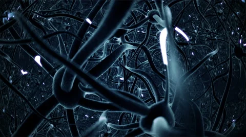 Neurons, brainstorm, seamless loop, blue version. Stock Footage