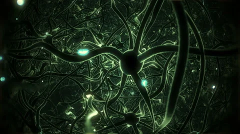 Neurons, brainstorm, seamless loop, green version. Видео 59626851