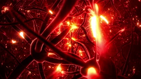 Neurons, brainstorm, seamless loop, red version. Stock Footage 59572167