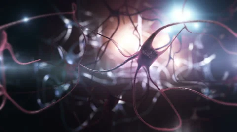 Neurons. Loopable. Blue-red. Stock Footage