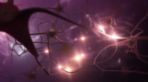 Neurons. Loopable. Warm colors. Stock Footage 25029517