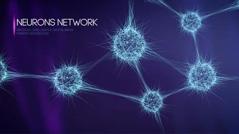 Neurons network, artificial intelligence digital brain synapse background. EPS Stock Illustration