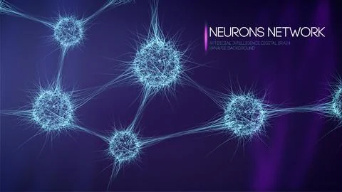 Neurons network, artificial intelligence digital brain synapse background. EPS Stock Illustration
