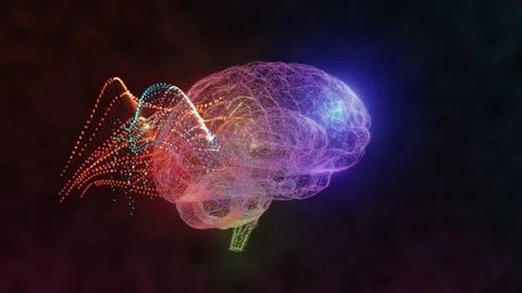 Neuroplasticity. Rewiring the human brain. Brain waves. 3d animation Stock Footage 217330820
