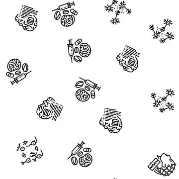 Neuroscience brain neurology seamless pattern vector Illustrazione stock