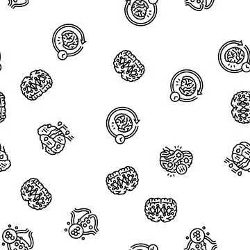 Neuroscience brain neurology seamless pattern vector Illustrazione stock