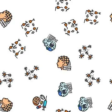 Neuroscience brain neurology seamless pattern vector Illustrazione stock