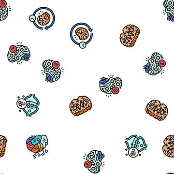 Neuroscience brain neurology seamless pattern vector Illustrazione stock