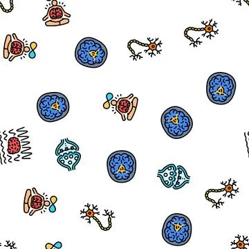 Neuroscience brain neurology seamless pattern vector Stock Illustration
