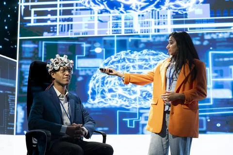 Neuroscientist presents neural implants Stock Photos