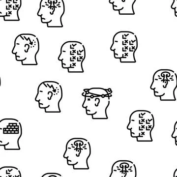 Neurosis Brain Problem Vector Seamless Pattern Illustrazione stock