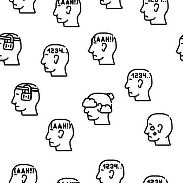Neurosis Brain Problem Vector Seamless Pattern Stock Illustration