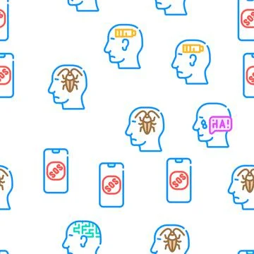 Neurosis Brain Problem Vector Seamless Pattern Ilustración de archivo