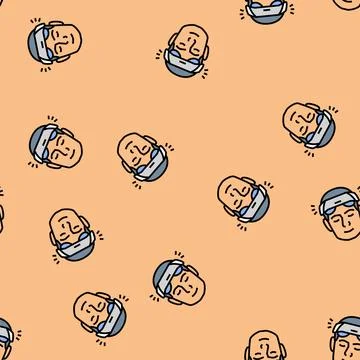 Neurostimulation headset vector seamless pattern Stock Illustration