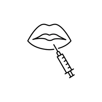 Neurotoxin injection linear icon. Lips neurotoxin injection. Thin line contou Stock Illustration