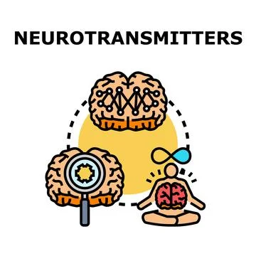 Neurotransmitters concept symbolizing brain research and mental health Stock Illustration