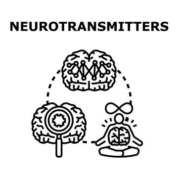 Neurotransmitters concept symbolizing brain research and mental health Stock Illustration