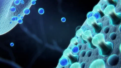 Neurotransmitters crossing the synaptic cleft inside the human brain Stock Footage 331860198