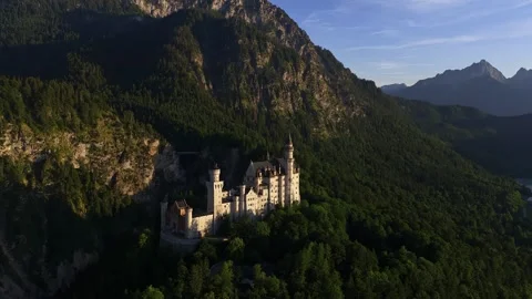 Neuschwanstein castle changing light during golden hour Stock Footage 316324645
