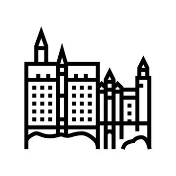 Neuschwanstein castle line icon vector illustration Ilustração Stock