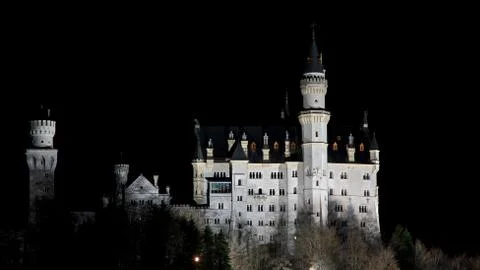Neuschwanstein Castle at night Foto stock