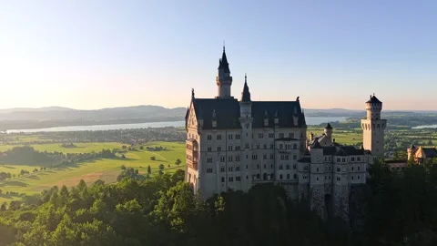 Neuschwanstein castle showing changing light conditions during golden hour Stock Footage 316325387