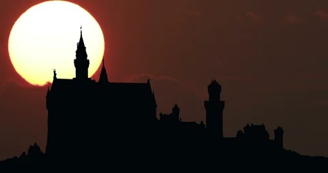 Neuschwanstein Castle at Sunset Timelapse Stock Footage 117288948