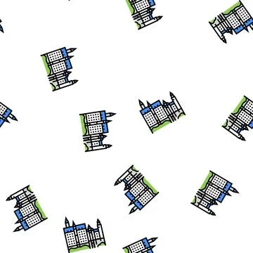 Neuschwanstein castle vector seamless pattern Ilustração Stock