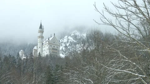 Neuschwanstein Castle in winter Stock Footage 48648132
