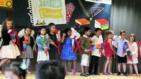 Neuss, Germany. First school day of first-graders Stock Footage 84953320