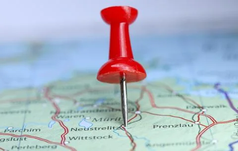 Neustrelitz, Germany pin on map Stock Photos