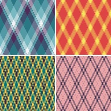 Neutral argyle pattern pack for lifestyle branding. Balanced diamonds texture 스톡 일러스트
