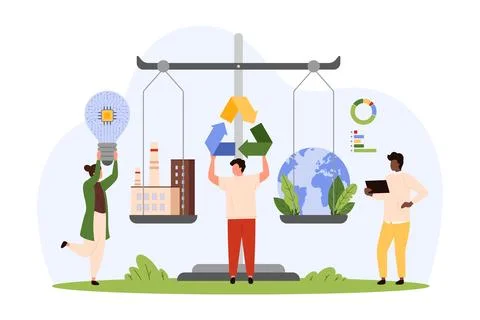 Neutral balance between net zero emissions and carbon dioxide pollution from 스톡 일러스트