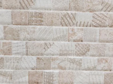 Neutral Beige Mosaic Pattern Ceramic Tile Surface Texture Stock Photos