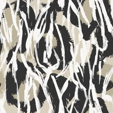 Neutral Colour Abstract Brush Strokes Seamless Pattern Design Stock Illustration