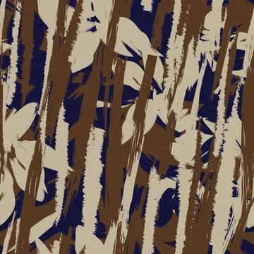 Neutral Colour Abstract Brush Strokes Seamless Pattern Design Stock Illustration