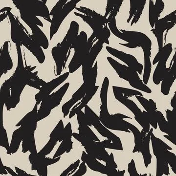 Neutral Colour Abstract Brush Strokes Seamless Pattern Design Stock Illustration