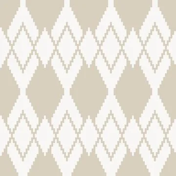 Neutral Colour Argyle Fair Isle Seamless Pattern Design Stock Illustration